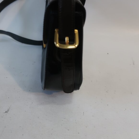 Womens Moschino 453248 Brown Black Matted Patent Leather Shoulder Handbag - Picture 6 of 16